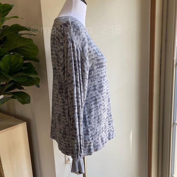 Lou & Grey Anthropologie Balloon Sleeve Striped Floral Pullover M - Picture 7 of 9